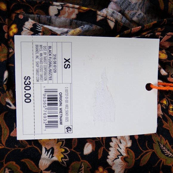 Knox Rose Black Long Sleeve Floral Top NWT Size XS #517 - Picture 11 of 14